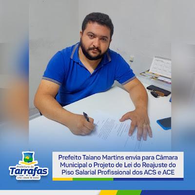 Prefeito Taiano Martins envia projeto que regulamenta salários