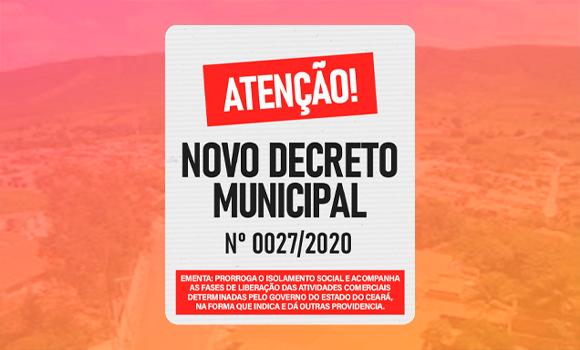 Governo municipal prorroga decreto de isolamento social até dia 19/07/2020